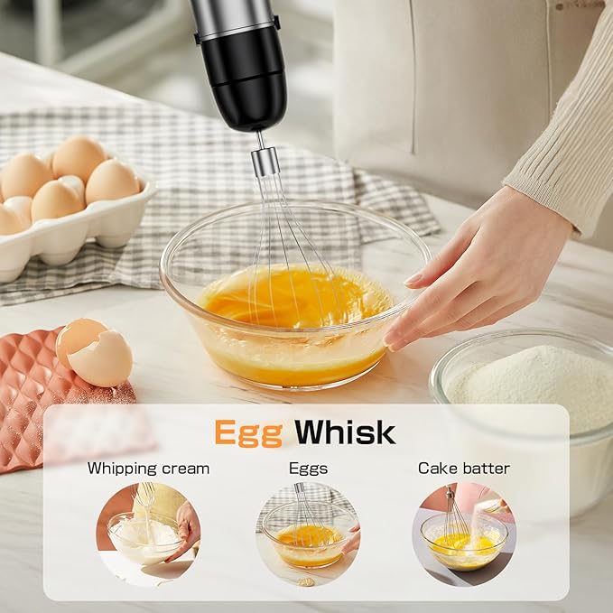 Immersion Blender Handheld 1100W - 3 in 1 Hand Blenders Set with Trigger Speed Control Emulsion Stick with Whisk and Milk Frother, Emulsifier for Kitchen for Soup, Smoothie, Puree