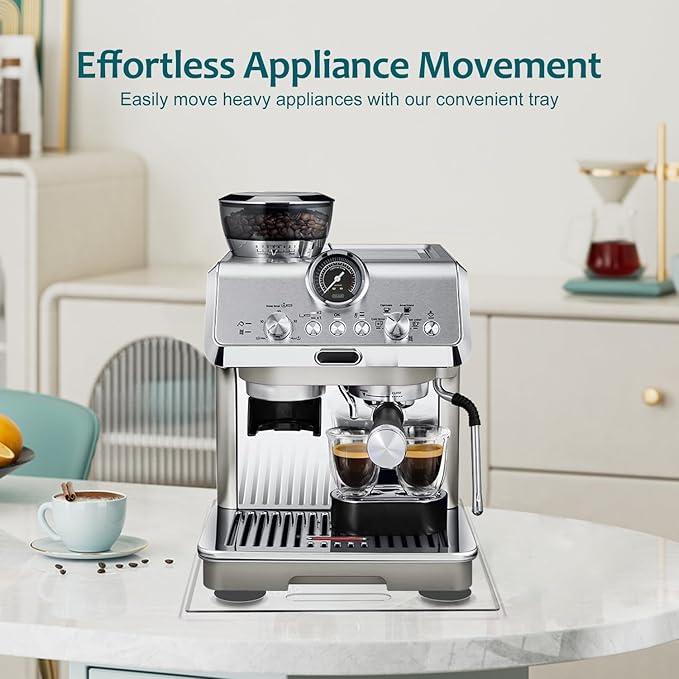 Acrylic Appliance Slider with 360° Rolling Wheels, Sliding Tray for Heavy Kitchen Appliances, Coffee Maker Slider Tray for Counter, Countertop Moving Tray for Kitchen(Large 15.7"×13")