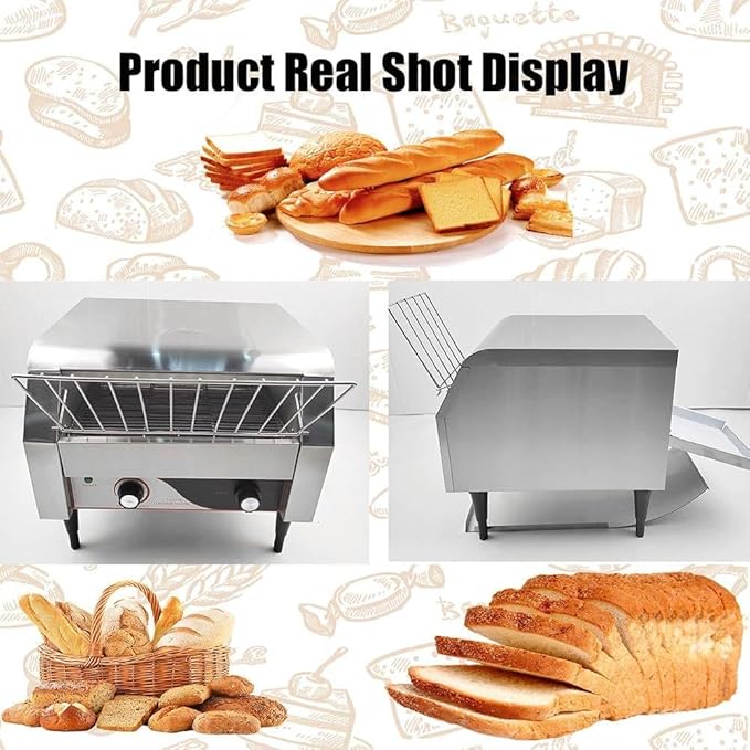 Electric Bread Machine,Commercial Conveyor Toaster,Automatic Toaster Oven,Multipurpose Bread Toasting Machine,150/300/450 PCS/H,with Intelligent Temperature Control,300