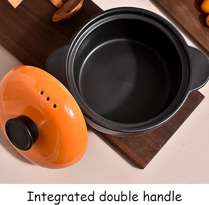 Earthenware Pot Large Stockpot Nonstick Clay Pot with Lid for Cooking Heat Resistant Hot Pots Ceramic Casserole Dish for Cooking Bibimbap and Soup, Dishwasher Safe,4.5L/4.1Quarts