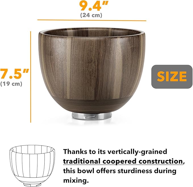 SpaceAid Wooden Bowl for Mixer - Kitchen Space Aid Acacia Wood Mixing Bowls Holder for Stand Mixer, Compatible with 4.5 & 5 QT Tilt-Head Models Kitchen, Light Wood