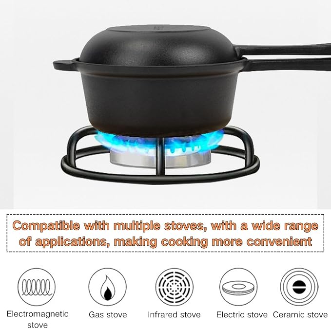 1.6 Quart Cast Iron Pot, Cast Iron Saucepan, 2-in-1 Pre-Seasoned Cast Iron Dutch Oven Pot Set with 6.5Inch Frying Cast iron skillet, Camping Cookware & Sauce Pan for Indoor & Outdoor Recipes