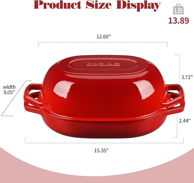 Enameled Cast Iron Oval Dutch Oven Pot with Lid, Dutch Oven for Sourdough Bread Baking, Oval Bread Pan, Bread Oven, Bread Dutch Oven, 7qt, Red