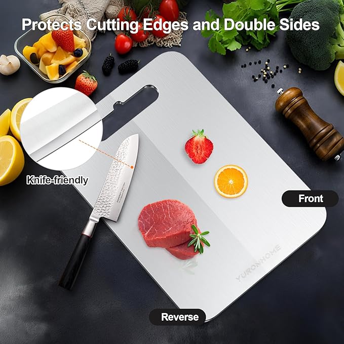 Titanium Cutting Boards Set of 3, Cutting Boards for Kitchen, Double-Sided Food-Grade, No toxic, 2026 Upgrade, Hygiene Durable Dishwasher Safe Chopping Board for Meats, Fruits, Vegetables