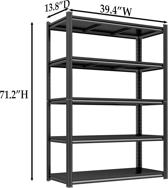 Kitchen Shelves Pantry Organizers and Storage, Adjustable Metal Shelving Unit, Kitchen Essentials Microwave Stand, Corner Shelf, Home Organization (39.4" W × 13.8" D × 71.2" H, 5)