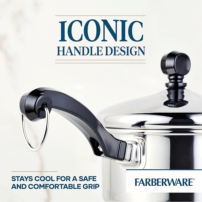 Farberware Classic Stainless Steel Sauce Pan/Saucepan with Lid,1 Quart,Silver,50000,11.2"D x 6.3"W x 4.4"H,(Pack of 4)