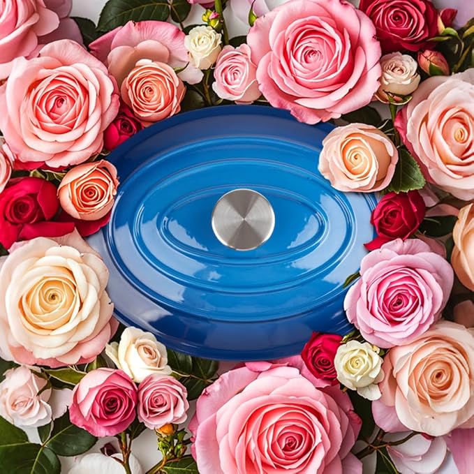5.5 Quart Oval Enameled Cast Iron Dutch Oven Pot with Lid, Oven Safe up to 550° F & Dishwasher Safe, Sturdy Dutch Oven Cookware