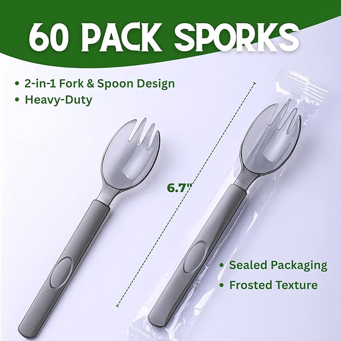 60 Pack 29 oz Kraft Paper Disposable Meal Prep Containers with Lids and Sporks - Microwavable, Freezer Safe and Leakproof Disposable Food Containers Bowls for Lunch Snack Soup Salad Storage