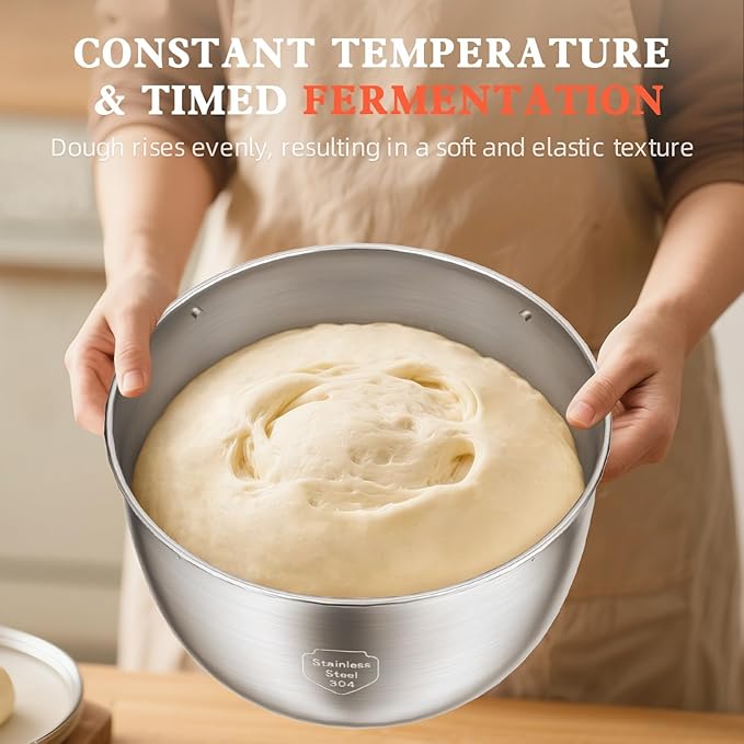Electric Dough Mixer Maker 5.5 QT, Fermenting and Kneading Flour Mixer Machine with 304 Stainless Steel Bowl & Smart Timing for Baking Bread Cake Pizza Roti Dumpling Dough & Sourdough