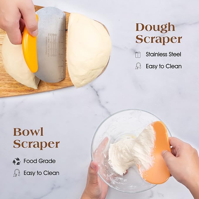 Sourdough Starter Kit, Sourdough Bread Baking Supplies, 9" Round & 10"Oval Rattan Banneton Bread Proofing Baskets Set, Bread baking tools,Silicone bread Sling