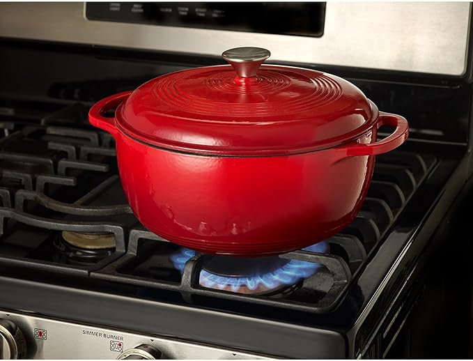 Mercer Culinary Enameled Cast Iron Round Dutch Oven, 6 qt., Red