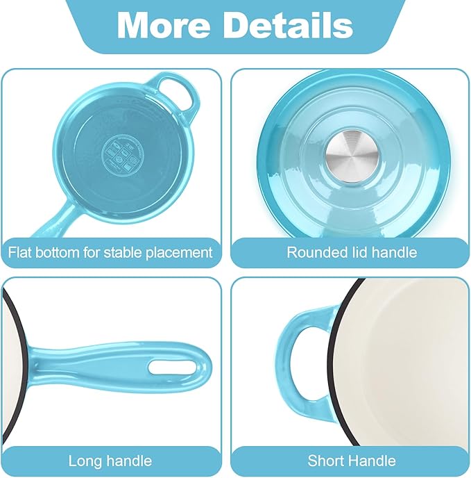 HaSteeL 1 QT Cast Iron Enamel Saucepan - Blue