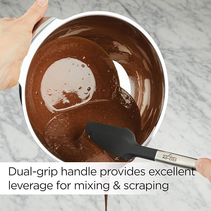 All-Clad Specialty Silicone Kitchen Gadgets Spatula Kitchen Tools, Kitchen Hacks Silver, Stainless Steel and Black