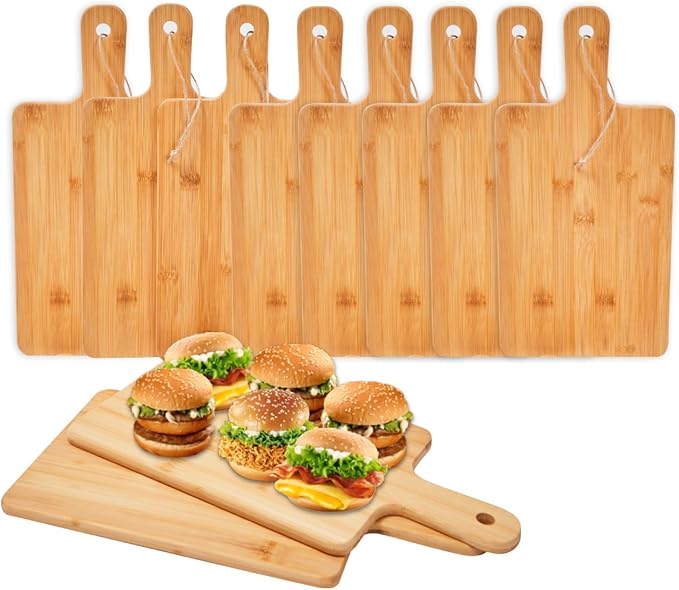 10pcs Wood Cutting Boards Bulk for Kitchen, 15x7 inch Personalized Bamboo Charcuterie Boards Customized Laser Engraving Serving Chopping Board for Pizza, Cheese, Dessert, Fruit, Vegetables