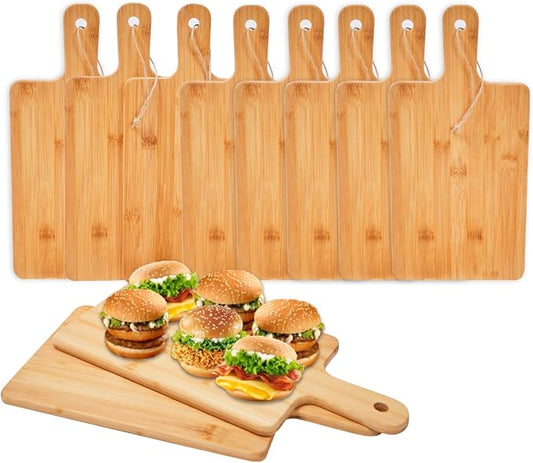 10pcs Wood Cutting Boards Bulk for Kitchen, 15x7 inch Personalized Bamboo Charcuterie Boards Customized Laser Engraving Serving Chopping Board for Pizza, Cheese, Dessert, Fruit, Vegetables