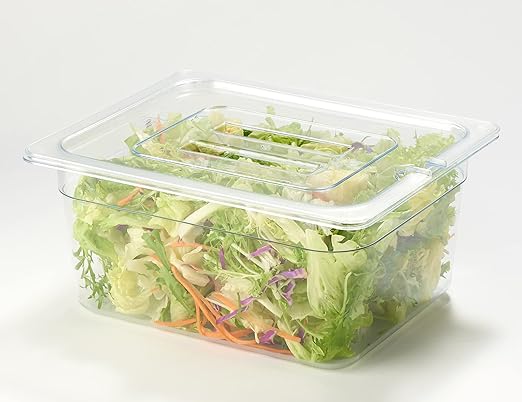 CURTA 6 Pack NSF Notched Food Pan Cover, 1/2 Size Clear Polycarbonate Lid with Handle for Commercial Food Pan, Dishwasher & Freezer Safe Plastic Clear
