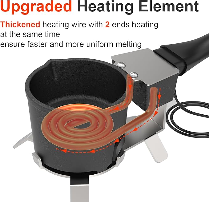 Electric Lead Melting Pot, 5lb Capacity Metal Smelter for Fishing Weights & Bullet Casting Molds, Quick-Heating Lead Furnace with Durable Cast Iron Pot and Stainless Steel Base