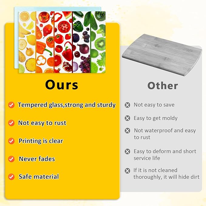 11"x7.87" Sublimation Glass Cutting Board Blanks, Heat Thermal Transfer Sheet DIY Picture Chopping Board, Textured Blank Cutting Boards for Kitchen Countertop