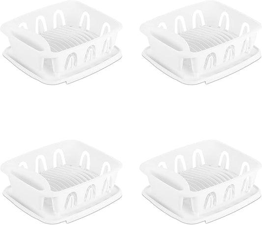 Sterilite Small 2-Piece Sink Set, White, 4-Pack