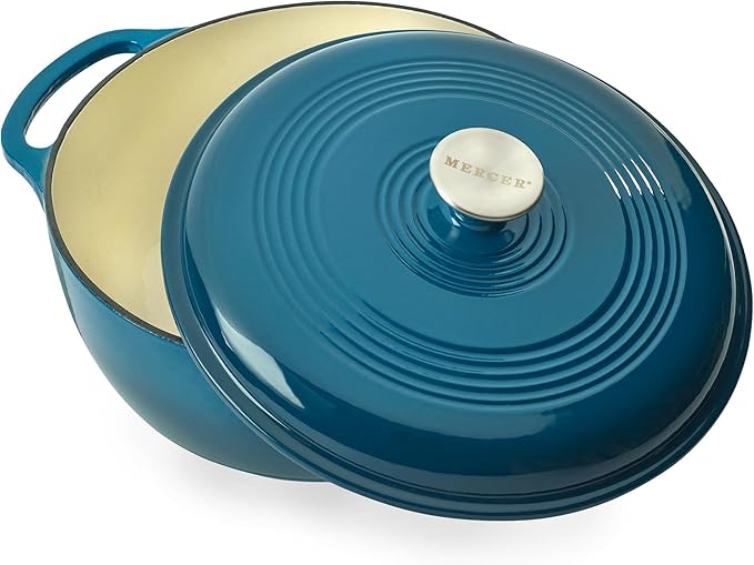 Mercer Culinary Enameled Cast Iron Round Dutch Oven, 6 qt., Turquoise