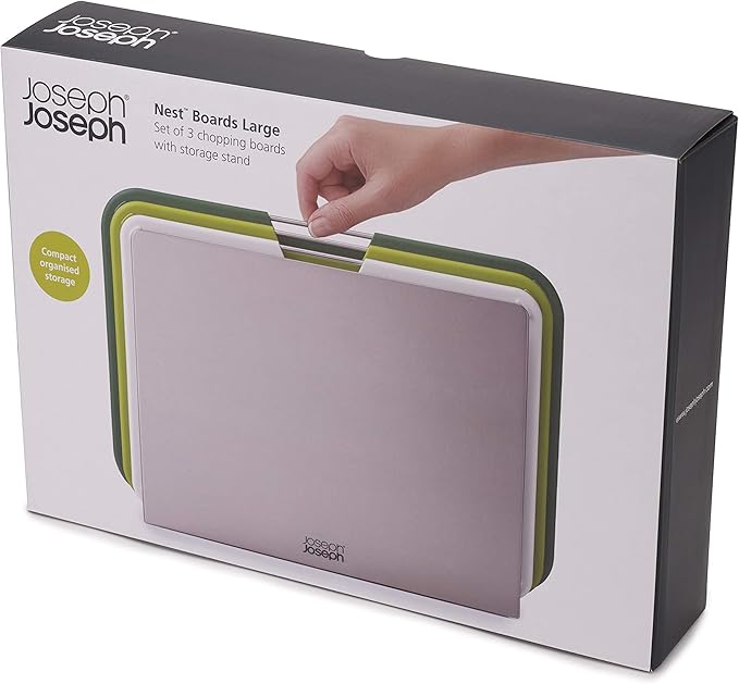 Joseph Joseph Nest 3 Piece Color Coded Cutting Board Set With Storage Stand, Large - Green