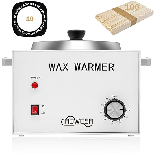 Large Single Waxing Warmer Professional 3L Electric Wax Heater Machine Hold 5.5 Lbs for Hair Removal, Large Wax Pot Paraffin Facial Skin Body SPA Salon Equipment with 100 Sticks