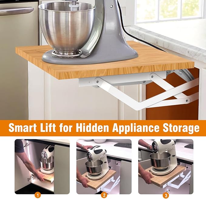Zipcase Kitchen Appliance Lift，Mixer Lift for Cabinet with Soft-Close Holds Up to 45 lbs, Minimum Applicable Cabinet Size 20"H * 13"W*15"D