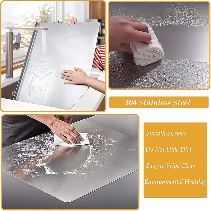 tonchean Extra Large 304 Stainless Steel Chopping Board with Lip, 35.4”x 22.8”Steel Cutting Board with Rolling Pin, Metal Noodle Board Pastry Board Kneading Dough Board for Kitchen Restaurant