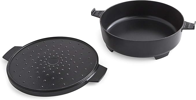Weber Duo Dutch Oven, 7.25 Qt – Multi-Purpose Porcelain‑Enameled Cast‑Iron Dutch Oven & Flat‑Top Griddle-Style Lid