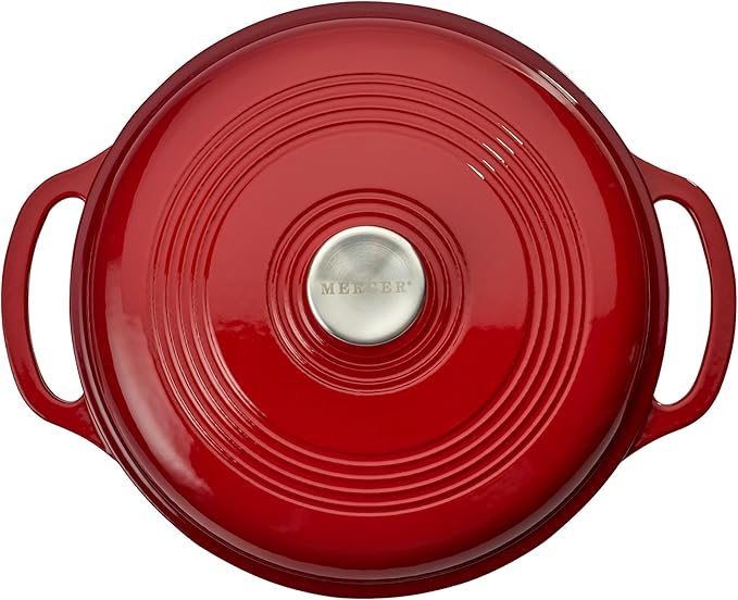 Mercer Culinary Enameled Cast Iron Round Dutch Oven, 6 qt., Red