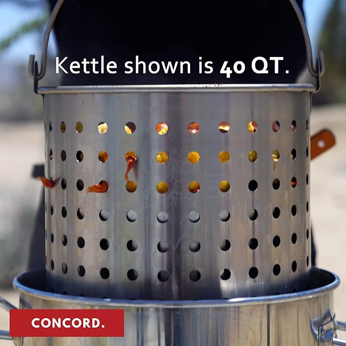 CONCORD Stainless Steel Stock Pot w/Steamer Basket. Cookware great for boiling and steaming (120 Quart)