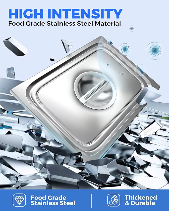 WantJoin Steam Table Hotel Pan Lids Cover 6 Pack for Stainless Steel Metal Tray Sets Food Storage Container Restaurant Chafing Dishes Commercial Buffet Warmer Catering Supplies