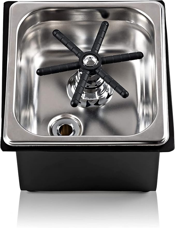 Coffee Armada Glass and Pitcher Rinser – Stainless Steel – High Pressure Auto Jet Washer Press – Essential item for Professional Coffee Shops and Bars 7.3” x 6.9” x 4.5”