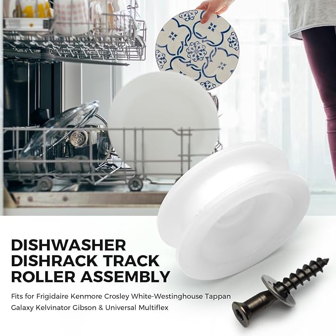 5304507405 Dishwasher Roller Tub for Frigidaire Kenmore Crosley White-Westinghouse Tappan Galaxy, Dishrack Support Roller Assembly, Dishwasher Dishrack Roller Replace 154333902 154213401 4Pcs