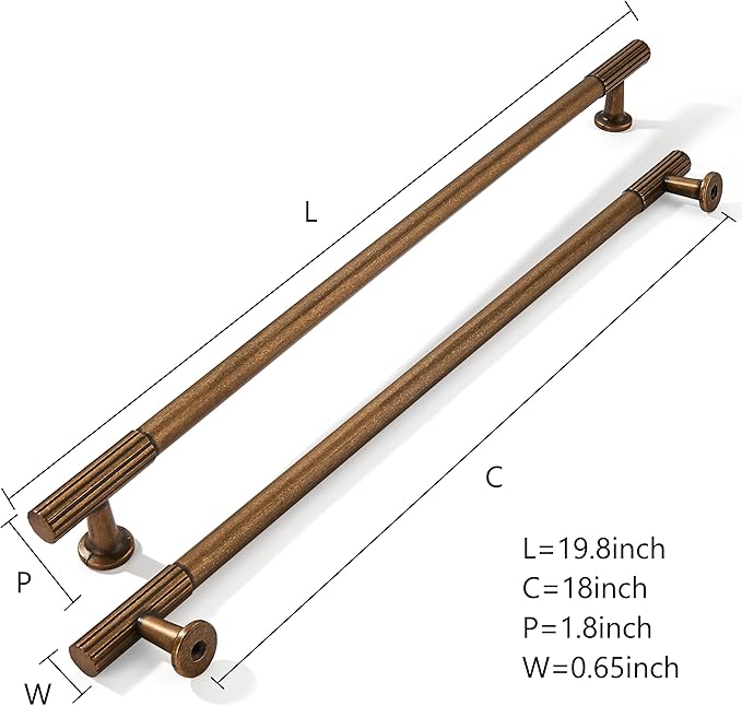 khtumeware Appliance Pull 18 Inch Hole Center 1 Pack Antique Brass Cabinet Pulls Heavy Duty Solid Vintage Brass Kitchen Drawer Handles Antique Bronze Cabinet Hardware for Cupboard Dresser Pulls