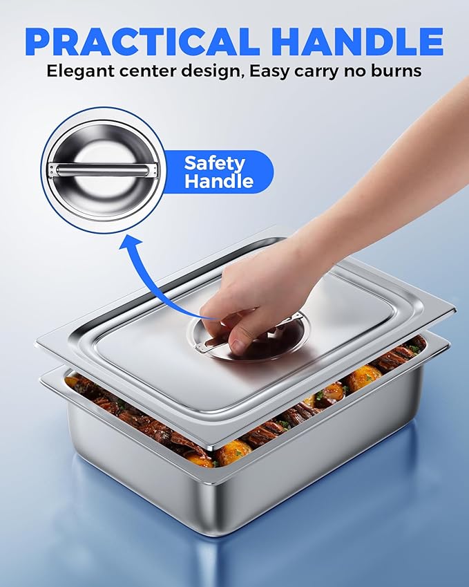 WantJoin Steam Table Hotel Pan Lids Cover 6 Pack for Stainless Steel Metal Tray Sets Food Storage Container Restaurant Chafing Dishes Commercial Buffet Warmer Catering Supplies