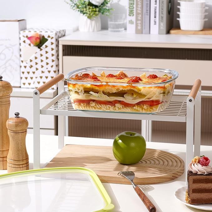 NUTRIUPS 2 Pack 9 x 9 Glass Baking Dish with Lid, 9 x 9 Baking Pan, 2.75QT LARGE and DEEP Baking Dish for Oven (Yellow, 2 Pack, 2.6L)