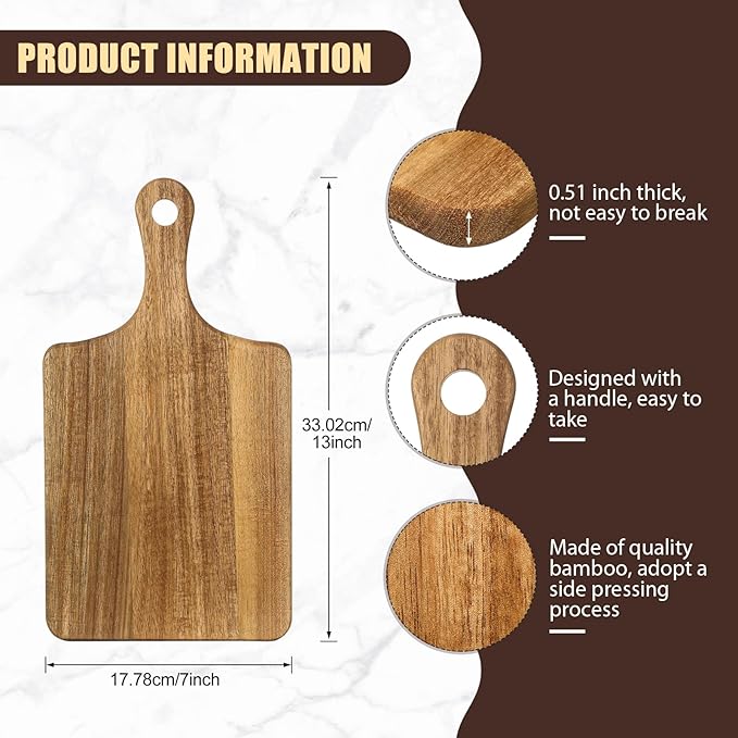Lounsweer 6 Pcs Thicken Cutting Board Bulk Wood Board for Chopping Serving Charcuterie Material for Laser Engraving Mother' Day Wedding Housewarming Gift