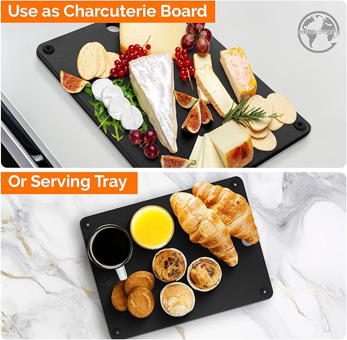 Composite Wood Cutting Board Set of 3 – Dishwasher Safe, Non-Toxic & Plastic-Free Cutting Boards for Kitchen – Extra Large, Large & Small Non-Slip Wood Charcuterie & Chopping Boards (Black)
