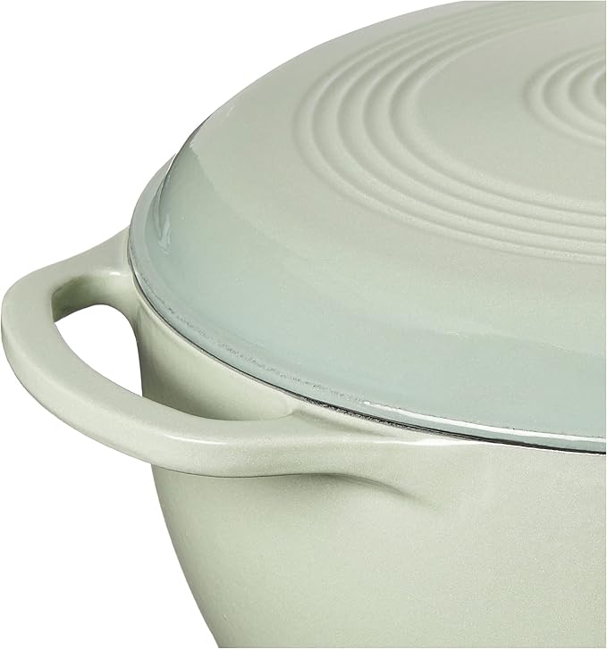 Lodge Essential Enamel Cast Iron Dutch Oven - Perfect for Bread Baking, Braising, Marinating & Slow Cooking - Features Moisture-Sealing Lid & Dual Handles - Kitchen Essentials - 6 Quarts - Desert Sage