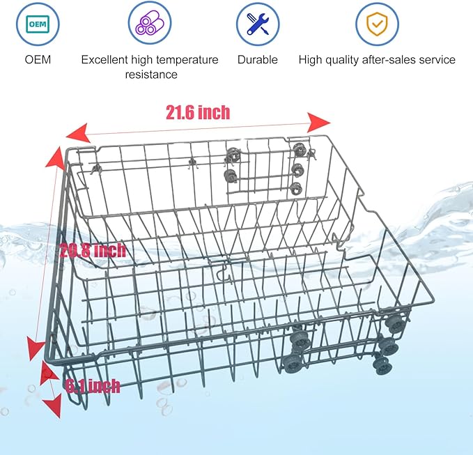 2026 Upgraded DD82-01385B A/S Middle Rack Assembly Replacement for Samsung Dishwasher DW80R2031US, DW80R2031UG, DW80N3030US, DW80N3030UB, DW80N3030UW, DW80M2020US Series-OEM 21.6”x20.8”