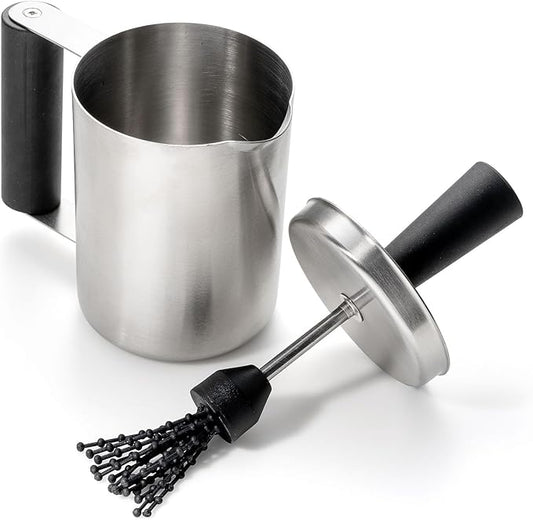 Outset Basting Brush and Pot, Stainless Steel Sauce Brush and Cup For Grill and Kitchen