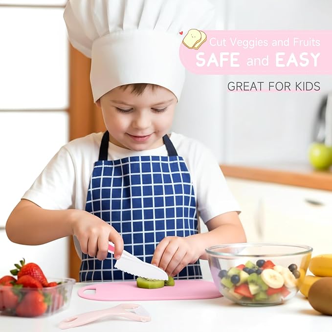 Toddler Knife Set, Kids Knife Set for Real Cooking with Vegetable Fruit Cutter Shapes Cutting Board Kid Safe Knives, Montessori Toys for Toddler Kitchen Tools Girl Boy Chirstmas Birthday Gifts