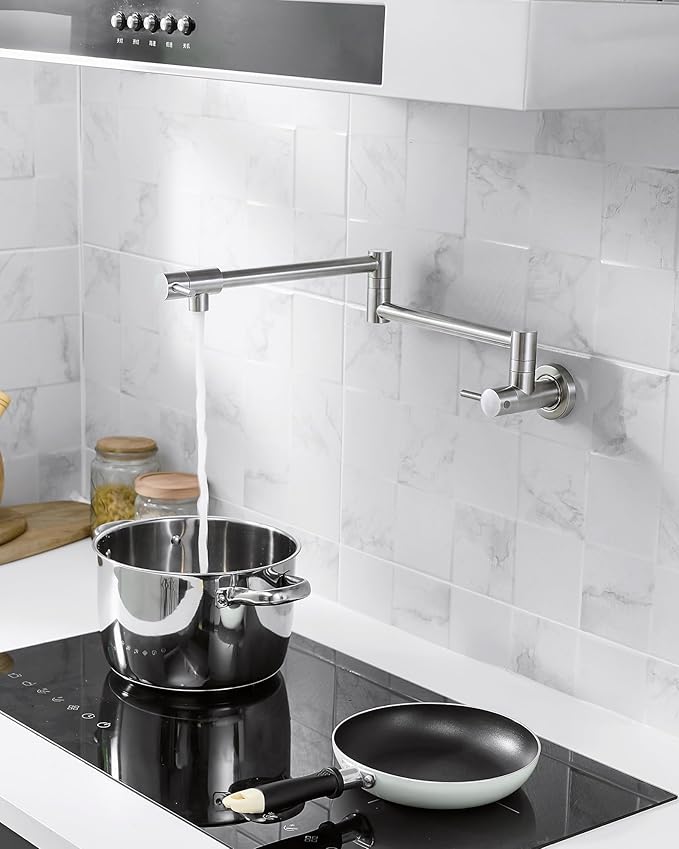 Pot Filler Faucet Brushed Nickel Commercial Wall Mount Stove Faucet Wall Mount Pot Filler Facuet