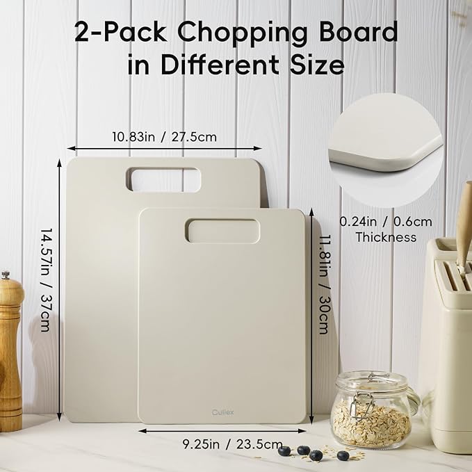 Wood Fiber Cutting Board Set of 2, Composite Cutting Board for Kitchen, Dishwasher Safe, Non-Toxic, BPA Free, Non-Slip, High Density Chopping Board for Meat Vegetables Fruits