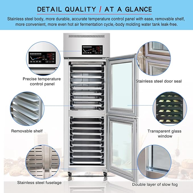 Kolice Commercial Automatic 18 Trays Bread/Dough Proofer Machine Baking Proofer-Integrated Freezing,Thawing,Keep Fresh and Fermentation,Temperature : 5°F to 113°F, Tray Size:15.75"x23.62"
