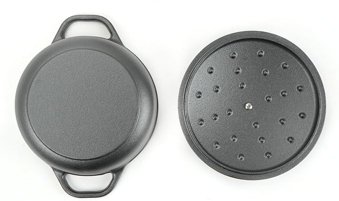 HAWOK Cast Iron Pre-seasoned Mini Dutch oven, Dia. 18 cm/7 inch, 1.5 Quart, with Silicone Bread Sling Black
