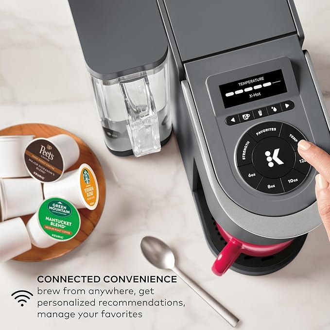 Keurig K-Supreme SMART Single Serve Coffee Maker With Wifi Compatibility, 4 Brew Sizes, And 66oz Removable Reservoir, Compatible with Alexa, Gray