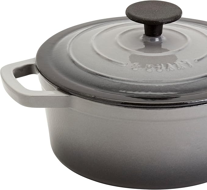 Smith & Clark 3-Quart Enameled Cast Iron Dutch Oven Pot with Lid, Gray