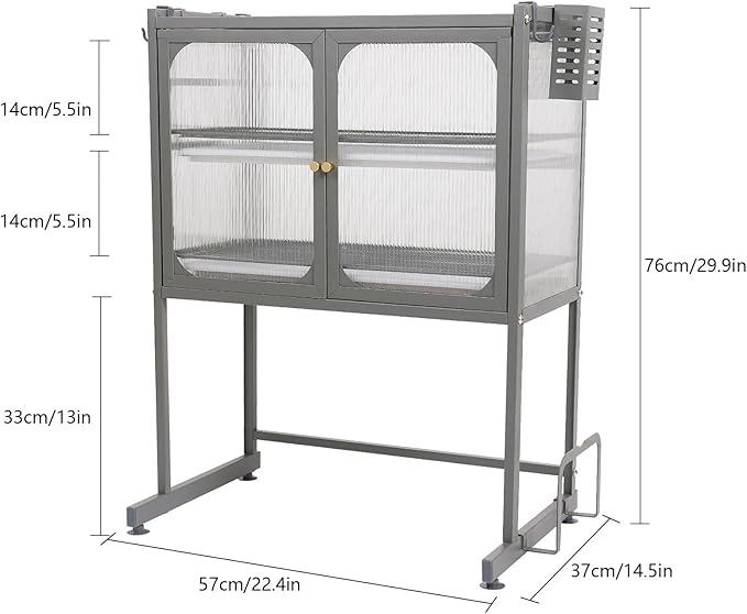 3 Tier Kitchen Countertop Microwave Oven Rack Dying Rack with Storage Cabinet Tableware Organizer Shelf with Draining Trays Knife/Chopping Board Holder Multifunctional Tableware Storage